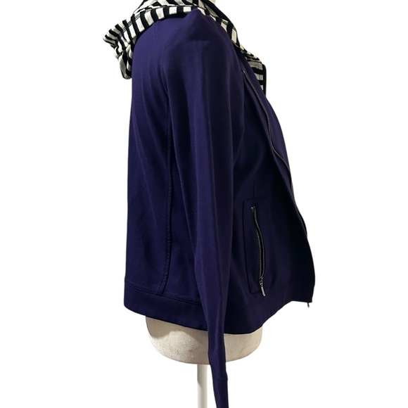 Chico's zenergy Purple Utility Jacket with Striped Inner Layer and Silver Zipper - Picture 4 of 7